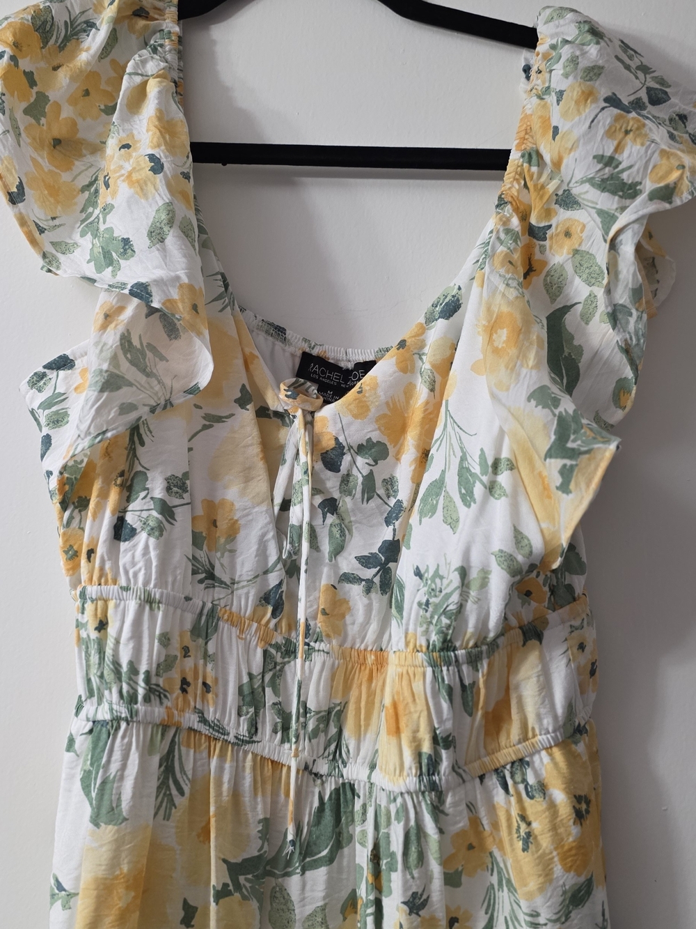 Rachel Zoe White Dress with Yellow Floral Trim